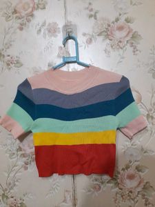 Rainbow Striped Crop Top