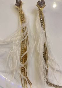 Boho Feather &amp; Chain Drop Earrings