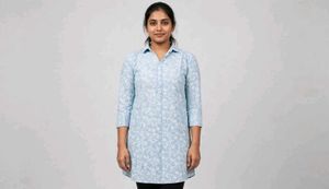 Light Blue Floral Print Kurta
