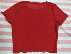 Sheer Red Cropped Top