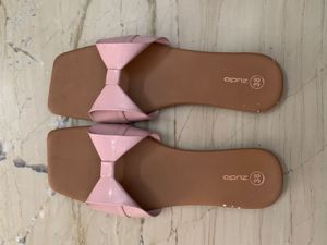 Pink Patent Bow Slides