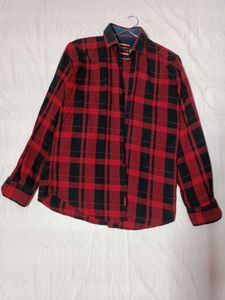 Men's Red & Black Plaid Flannel Shirt