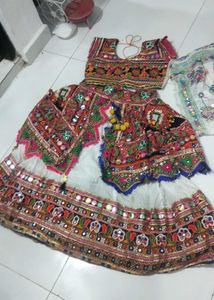 garba dress white Lehenga Choli Set