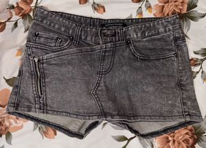Gray Denim Mini Skirt