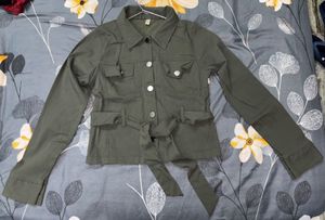 Olive Green Belted Jacket