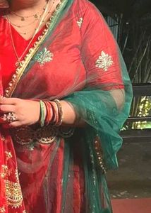 Red Kurta Set with Gold Embellishments