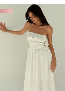 Side tie up White Maxi Dress