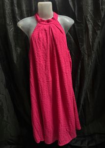 Vibrant Pink Halter Neck Dress