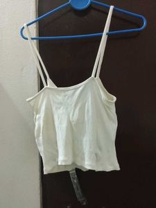 White Ribbed Crop Top with Bow Detail