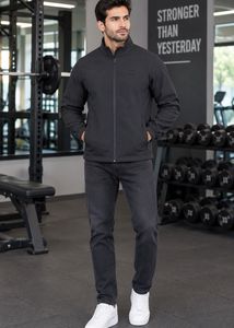 Men's Black Zip-Up Jacket