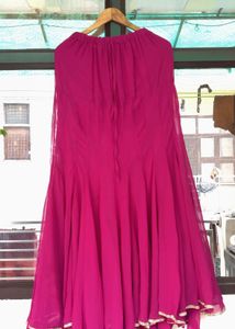 Vibrant Pink Flowy Ethnic Skirt