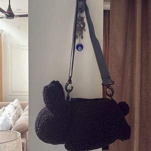 Cute Black Teddy Bear Crossbody Bag