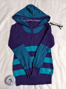 Purple &amp; Teal Striped Hoodie