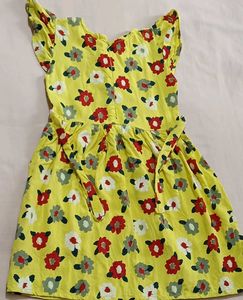 Yellow Floral Print Dress with legging