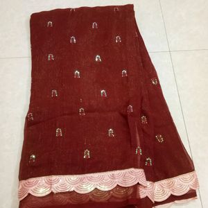 Saree Organza Shimmer Cutwork