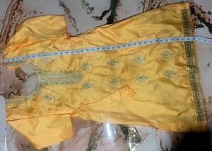 Women’s Embroidered Silk Blend Kurti with Patiala