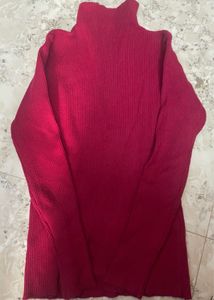 Burgundy Turtleneck Knit Top