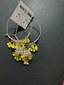 Stunning Blue &amp; Gold Jhumka Earrings