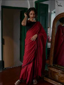 Red Saree with Black Border