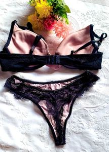 Elegant Pink and Black Lace set