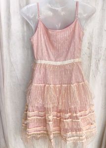 Pink Layered Lace Mini Dress