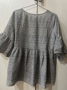 Striped Bell Sleeve Peplum Top