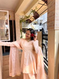 Elegant Peach Kurta Set with Dupatta