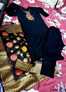 Elegant Black Kurta Set with Dupatta