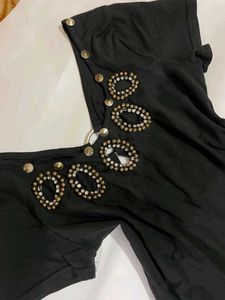 Black y2k vintage retro V-Neck Top