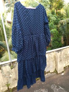 Navy Polka Dot Tiered Dress