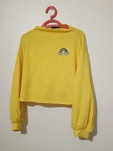 Cute Yellow Cropped Long Sleeve Top