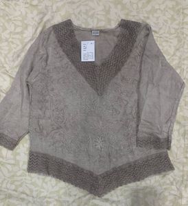 Embroidered V-Neck Tunic Top