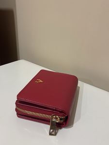 Elegant Red Wallet with Deer Emblem