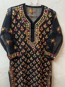 Black Embroidered Kurta