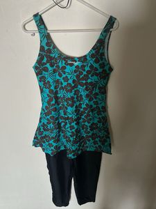 Teal Floral Swimsuit Tankini Set
