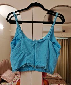 Beautiful Blue Cotton beads top