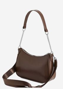 Chic Brown Shoulder Bag with Chain Accent