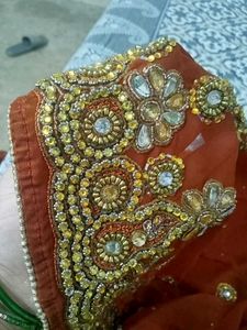 Embellished Red Saree