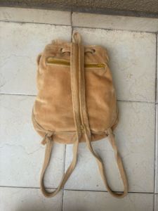 Cute Tan Velvet Dog Mini Backpack