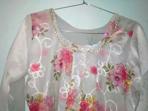 Floral pakistani Print Organza Kurta