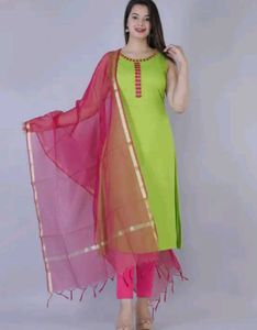Vibrant Embroidered Kurta Set with dupatta