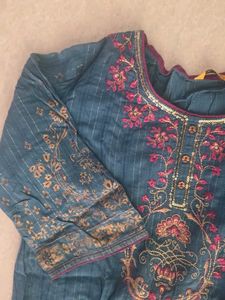 Embroidered Teal Kurta