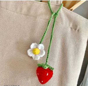 Crochet Strawberry & Flower charm