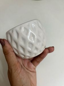 Textured White Ceramic Pot