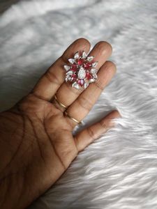 Stunning Red &amp; White Crystal Flower Earrings