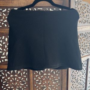 Zara New Textured Minimalist Black Mini Skirt