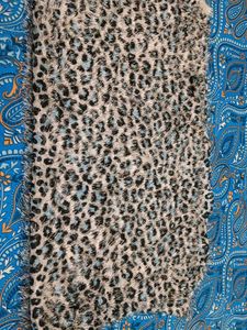 Fuzzy Leopard Print Scarf
