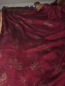 Maroon Floral Print Saree