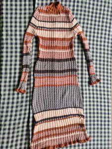 Striped Knit Bodycon Maxi Dress