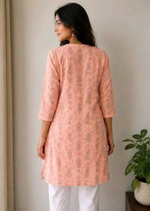 Peach Printed Kurta